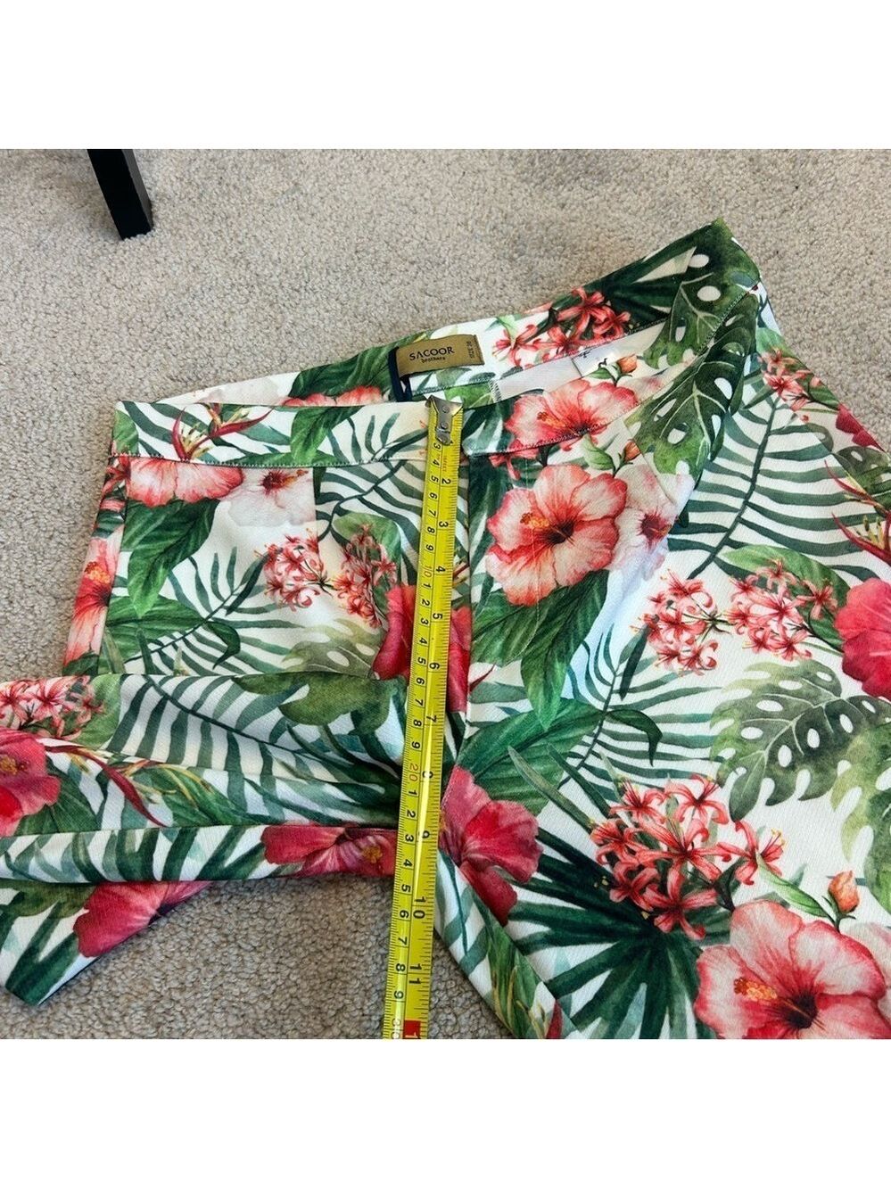 Sacoor Brothers pink green floral flower tropical ankle pants Sz 38 NWT - Picture 9 of 12